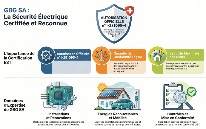 Entreprise autorisée ESTI pour les installations électriques en Suisse