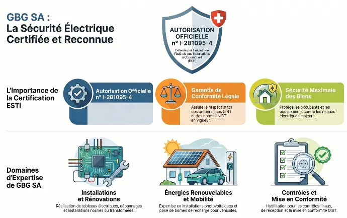 Entreprise autorisée ESTI pour les installations électriques en Suisse